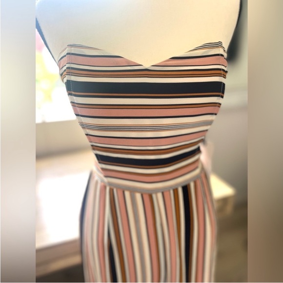 Nordstrom Leith Strapless Striped Pantsuit M - Picture 4 of 12